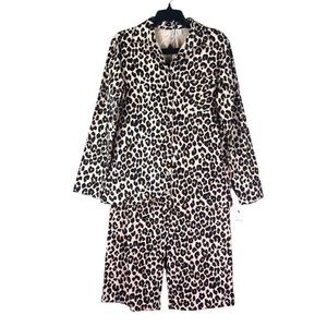 NORDSTROM 100% Cotton Pajama Set Tan Leopard Print Size M NWT